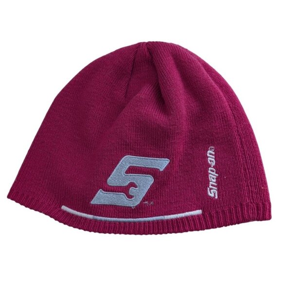 Snap-on Pink Womens Beanie Cap Hat Embroidered Spell-out logo - Picture 1 of 4